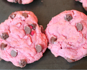 Strawberry Chocolate Chip Sweetheart Cookies